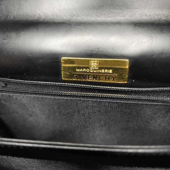 Givenchy Black Calfskin Leather Gold Logo Magnetic Snap Closure Top Handle Bag - Picture 6 of 12